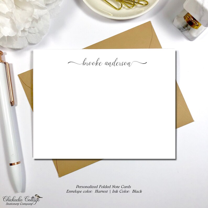 Flat Note Cards Personalized Stationery Set Stationary Etsy