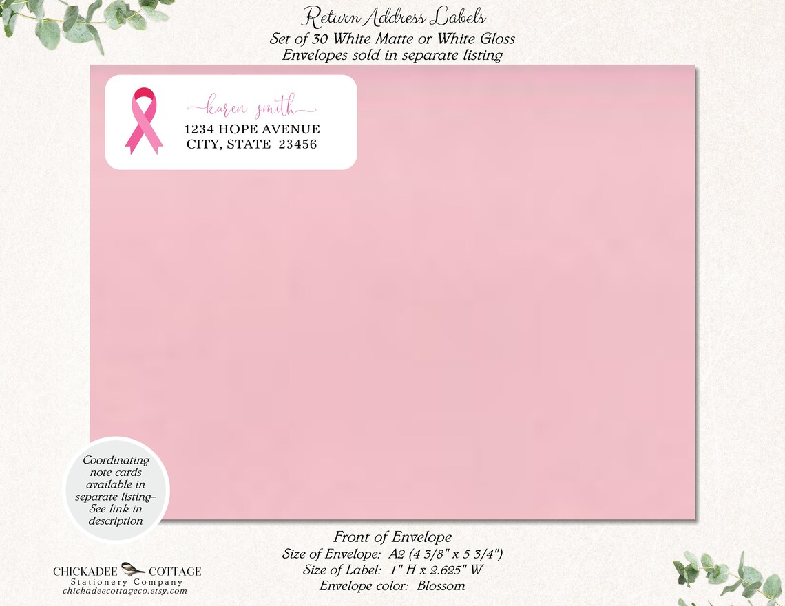 Personalized Return Address Labels Breast Cancer Set of 30 Etsy