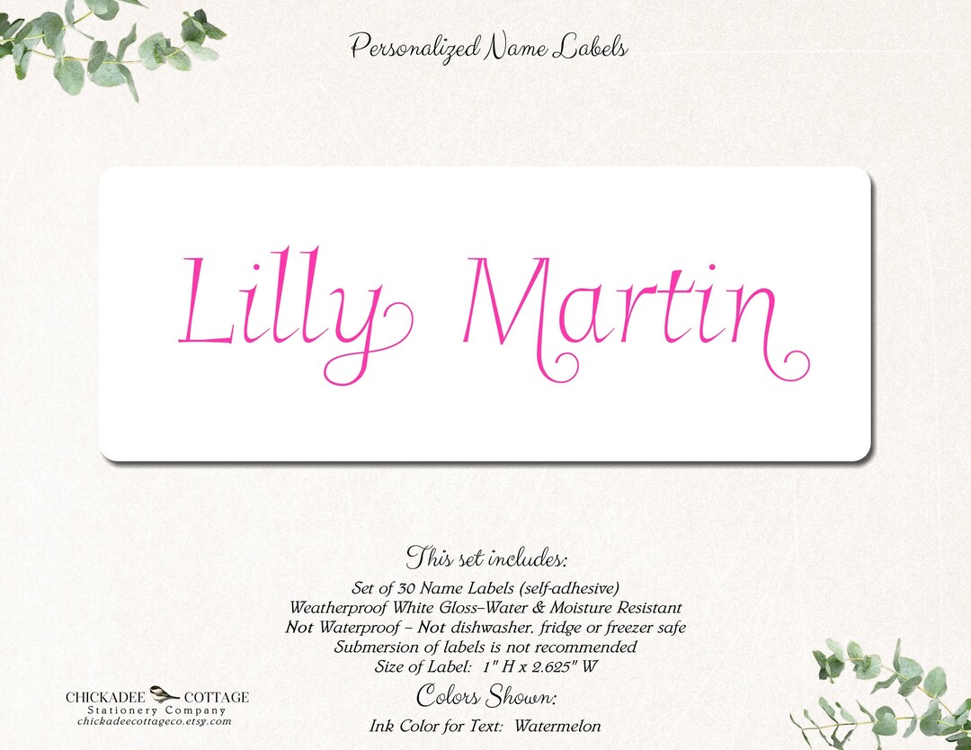 School Supply Labels for Girls, Name Stickers, Personalized Name Labels ...