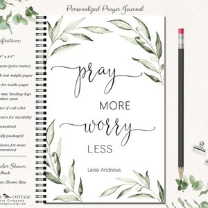 Prayer Journal | Women | Bible Journaling | Religious Gifts | Bible Study | Christian Journal | Christian Gifts | PRAY more WORRY less