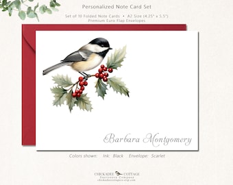 Chickadee Note Cards, Chickadee Bird Gifts, Colorful Bird Stationery, Nature Bird Lover Gift, Personalized Gifts, CHICKADEE ON BRANCH