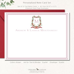 Christmas Stationery Notecards, Set of 12 Flat Holiday Cards, Personalized Christmas Cards, Christmas Thank You Cards Pack, PINECREST Flat