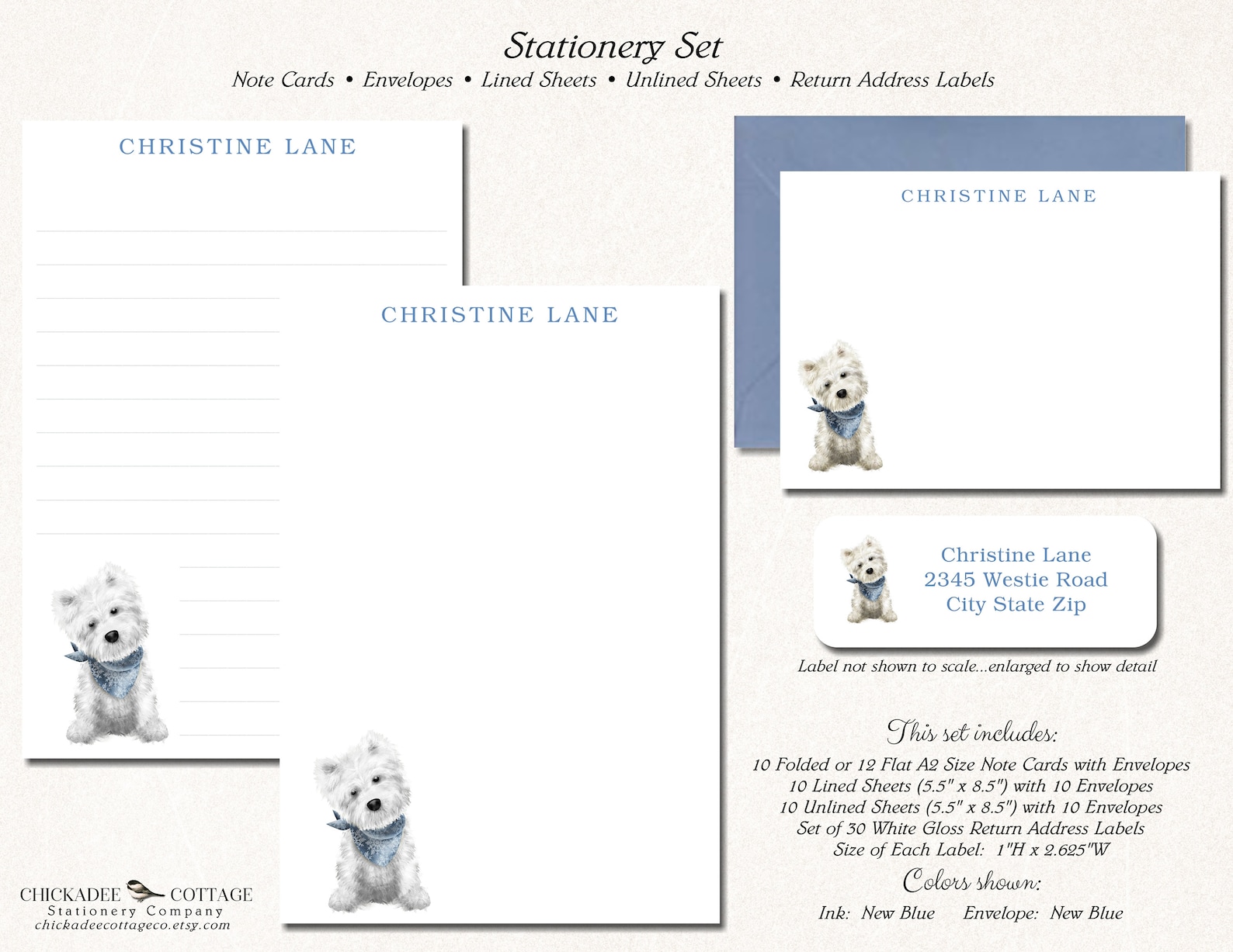 Westie Stationery Set Westie Gifts West Highland Terrier Etsy