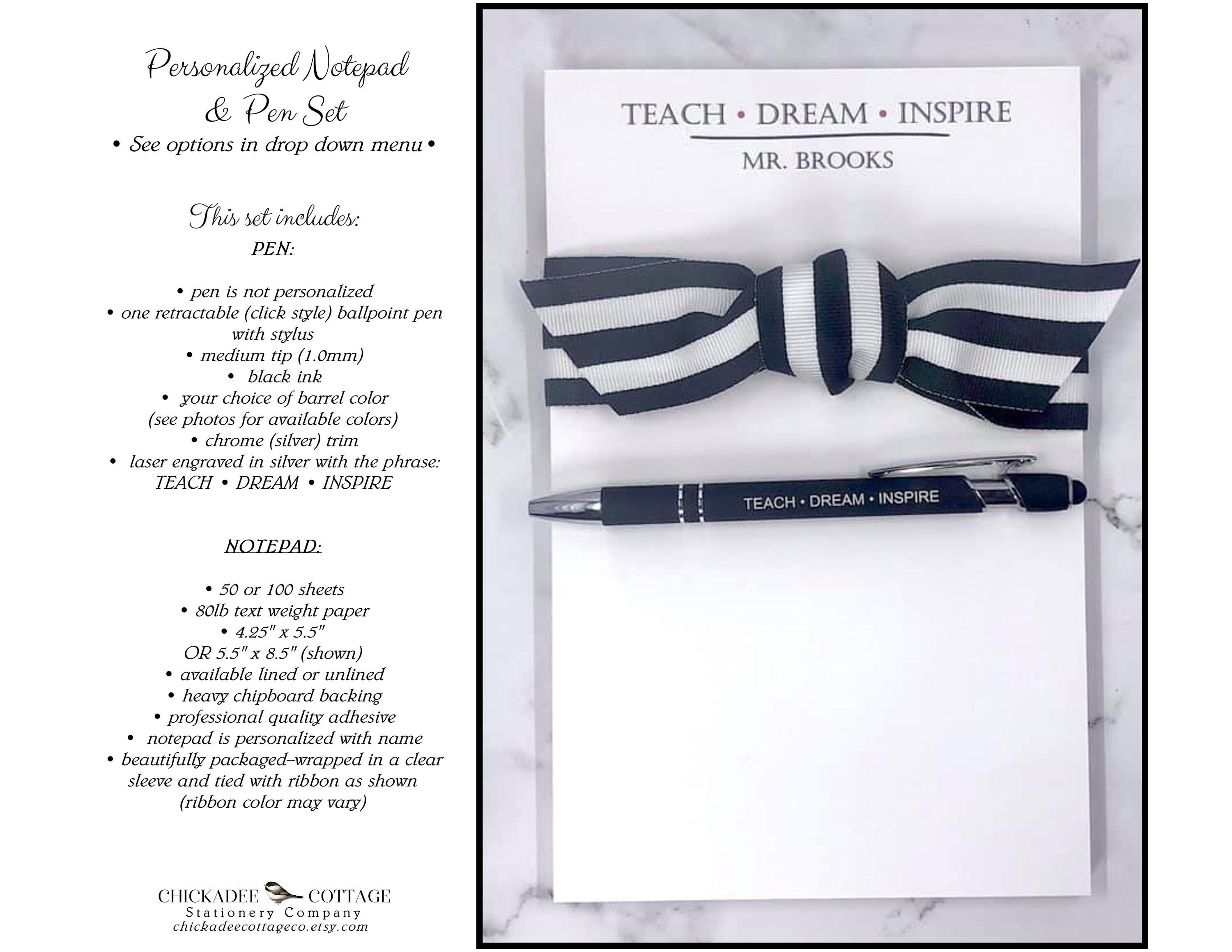 Teacher Notepad Personalized With Pen Set, Teacher Gift for Men, Male ...