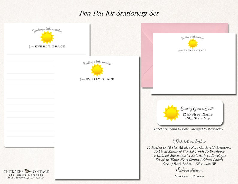 Pen Pal Stationery Set Pen Pal Kit for Kids Girls Etsy