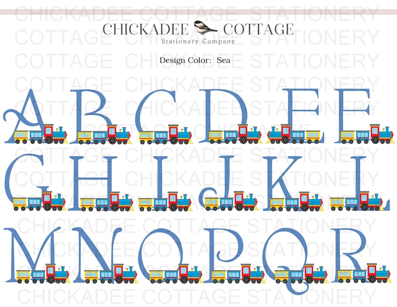 Baby Shower Thank You Cards Train Monogram, Baby Boy Shower Gift, Newborn Boy, Baby Thank You Cards, Baby Boy Thank You Notes, ALL ABOARD image 2