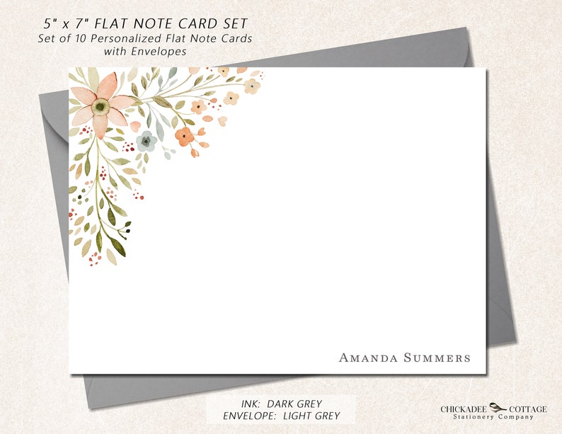 Personalized Stationery Note Card Set With Envelopes Set of Etsy