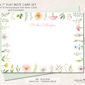Personalized Stationery Note Card Set With Envelopes, Set of 10 Flat 5 ...