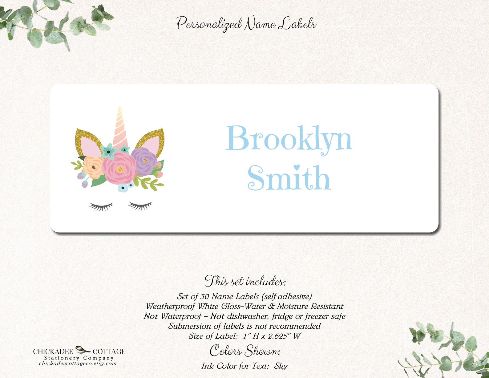 Unicorn School Supply Labels Name Stickers Labels for | Etsy