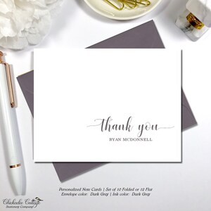 Personalized Folded Thank You Cards, Set of 10 Folded Note Cards with Envelopes CLASSY THANK YOU image 10