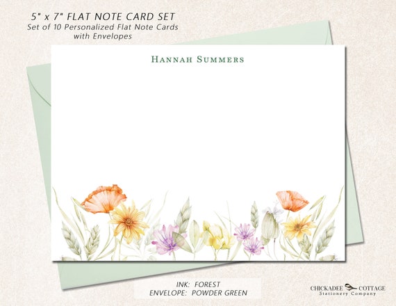 Personalized Stationery  Wildflower Note Cards Notecards
