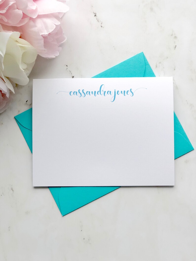 Note Cards With Name Personalized Script Stationery Etsy