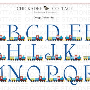 Baby Shower Thank You Cards Train Monogram, Baby Boy Shower Gift, Newborn Boy, Baby Thank You Cards, Baby Boy Thank You Notes, ALL ABOARD image 5