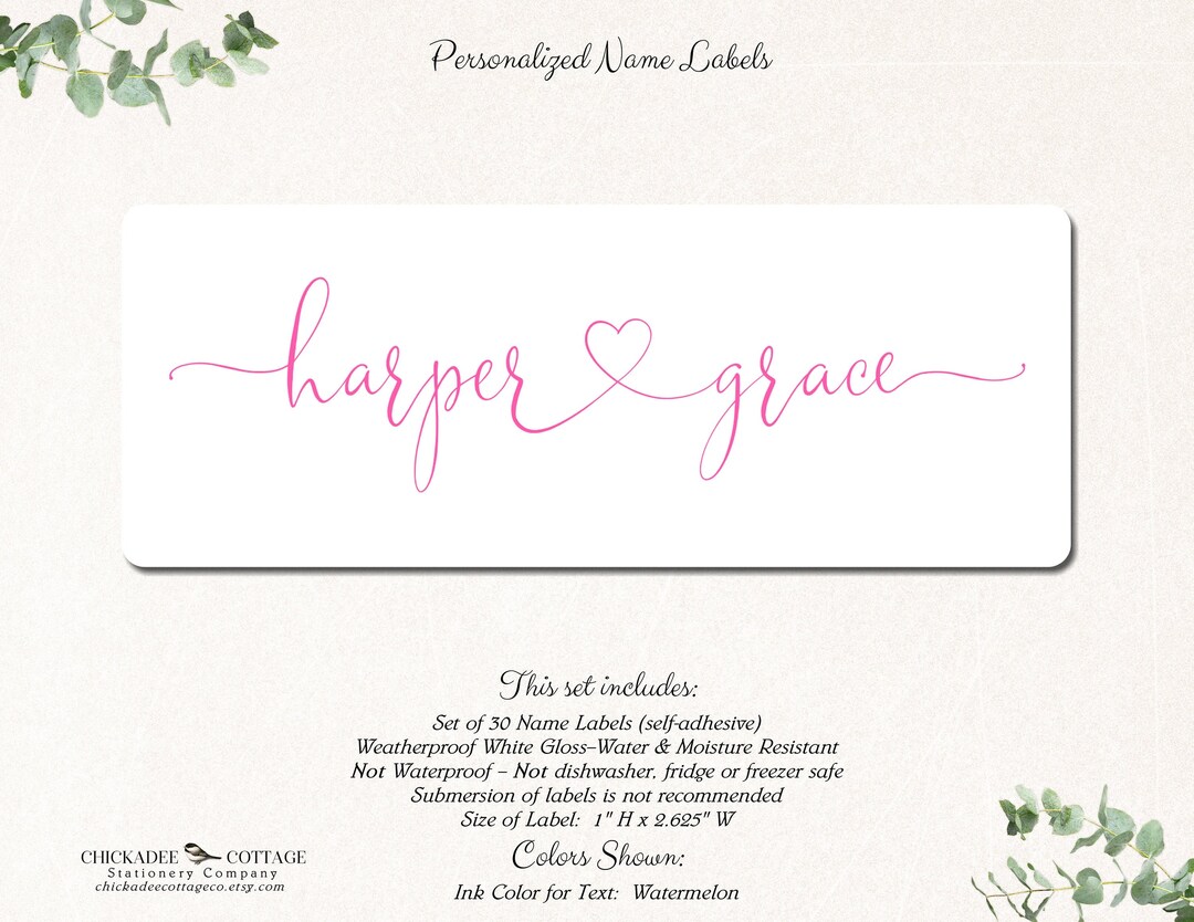 Personalized School Supply Labels for Girls, Name Stickers ...