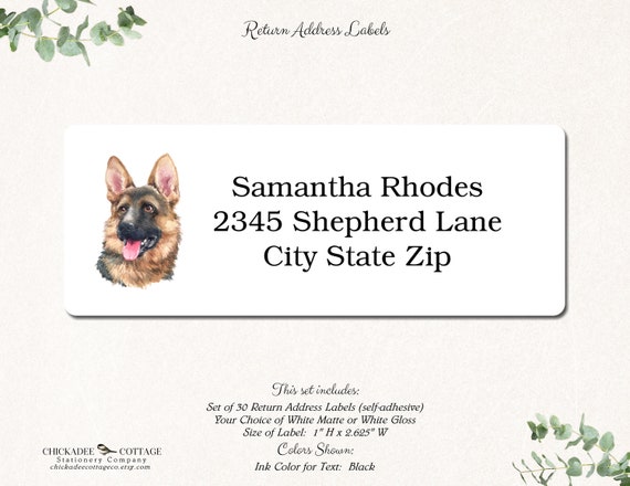 German Shepherd Return Address Labels German Shepherd Gifts Dog