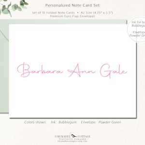 Personalized Note cards and Envelopes, Set of 10 Folded Cards, Gift for Her, Stationery Gifts, Stationary for Women, MODERN AUTOGRAPH FOLDED