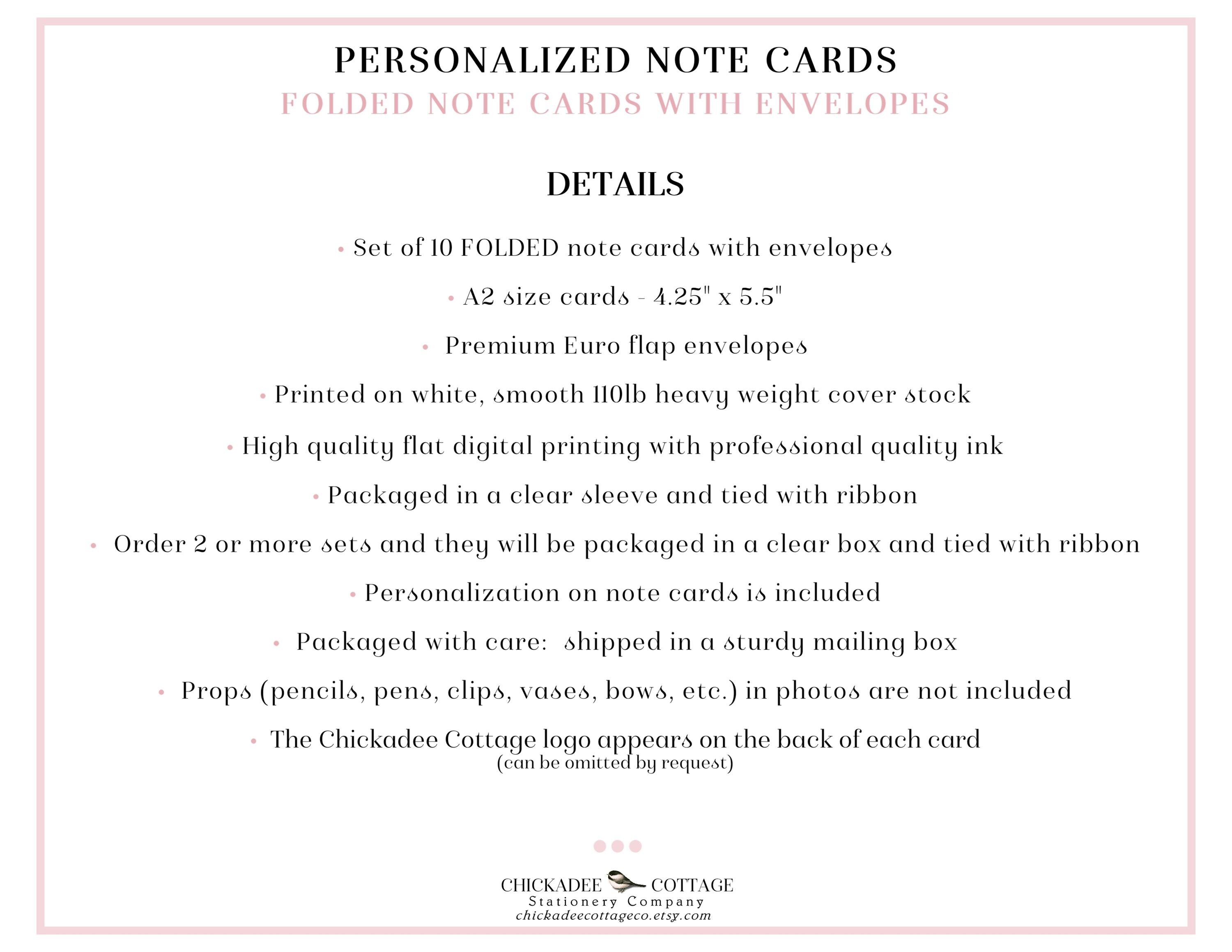 Monogrammed Note Cards, Set of 10 Cards With Envelopes, Monogram ...