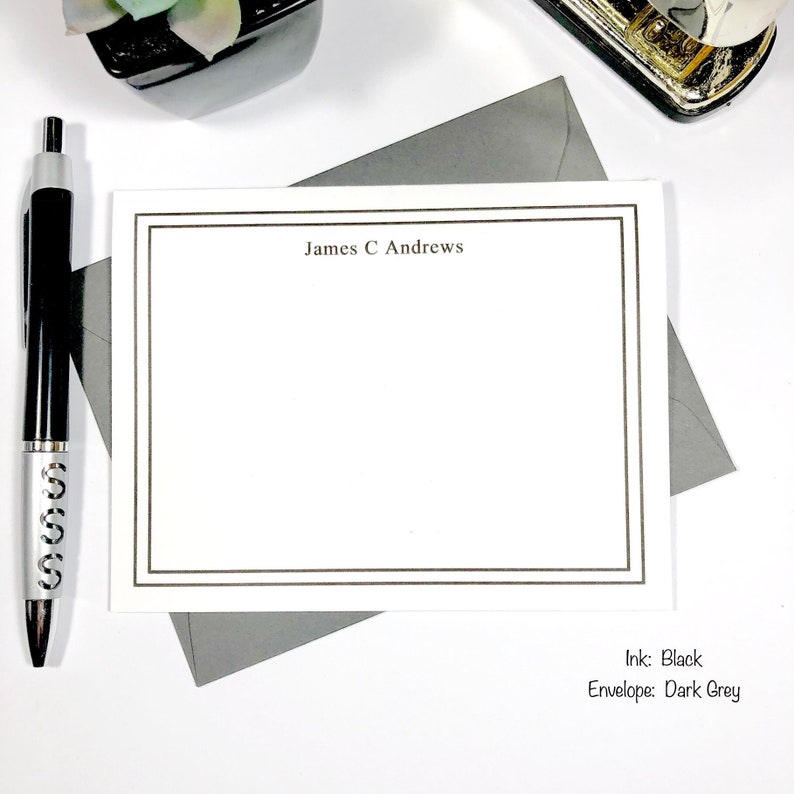 Personalized Notecards Personalized Note Cards for Men Custom Stationery Personalized Stationery for Men DOUBLE BORDER NAME