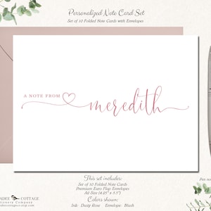 Note Cards with Envelopes Set for Women, Set of 10 Folded Stationery Blank Cards, Snail Mail Notecards, Personalized Stationery, HEART NOTE image 14