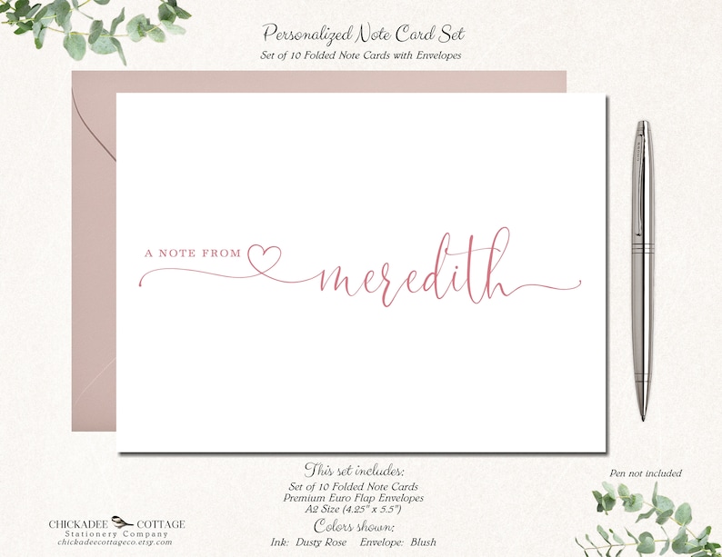 Note Cards with Envelopes Set for Women, Set of 10 Folded Stationery Blank Cards, Snail Mail Notecards, Personalized Stationery, HEART NOTE image 14
