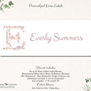 Personalized School Supply Labels for Girls, Name Stickers, Back to ...