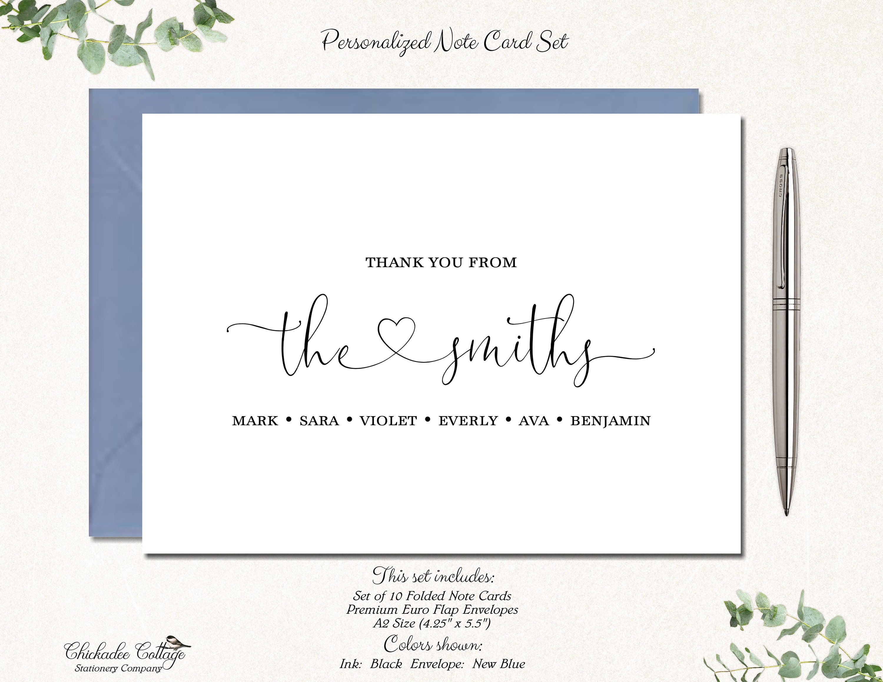 Mens Personalized Stationary Folded Note Cards - Stationery