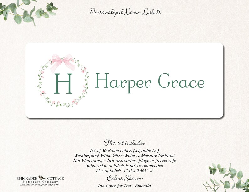 Personalized School Labels for Girls, Name Stickers, School Supply ...