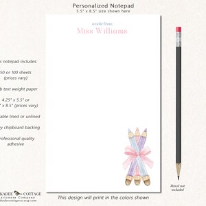 Teacher Notepad, Teacher Appreciation Gift, Personalized Teacher Gift, Custom Teacher Gift Teacher Stationery, End of Year Gift CUTE PENCILS