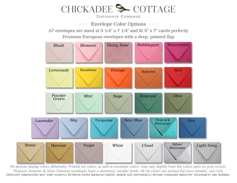 Envelopes for 5" x 7" Invitations, A7 Envelopes (5 1/4" x 7 1/4"), Envelopes for Cards, Large Euro Flap Envelopes, Premium Envelopes image 1