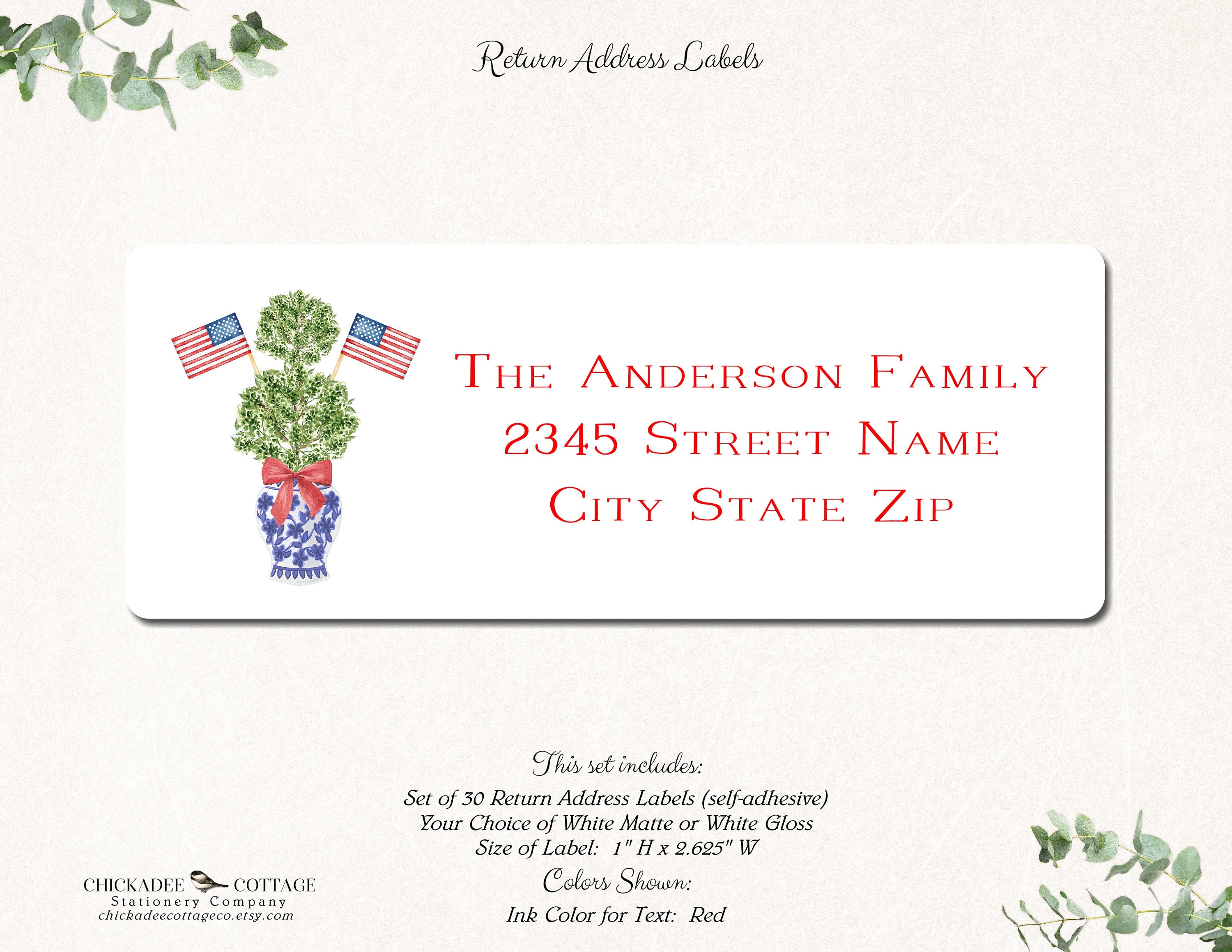Patriotic Return Address Labels American Flag Return Address ...