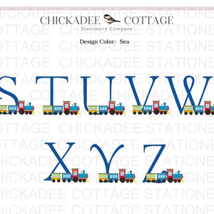 Baby Shower Thank You Cards Train Monogram, Baby Boy Shower Gift, Newborn Boy, Baby Thank You Cards, Baby Boy Thank You Notes, ALL ABOARD image 6