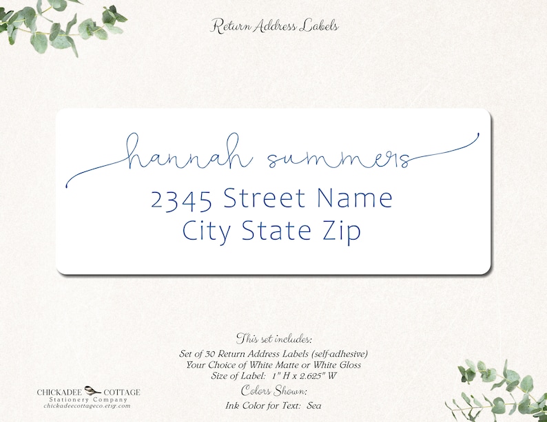 Script Return Address Labels | Return Address Stickers | Personalized ...