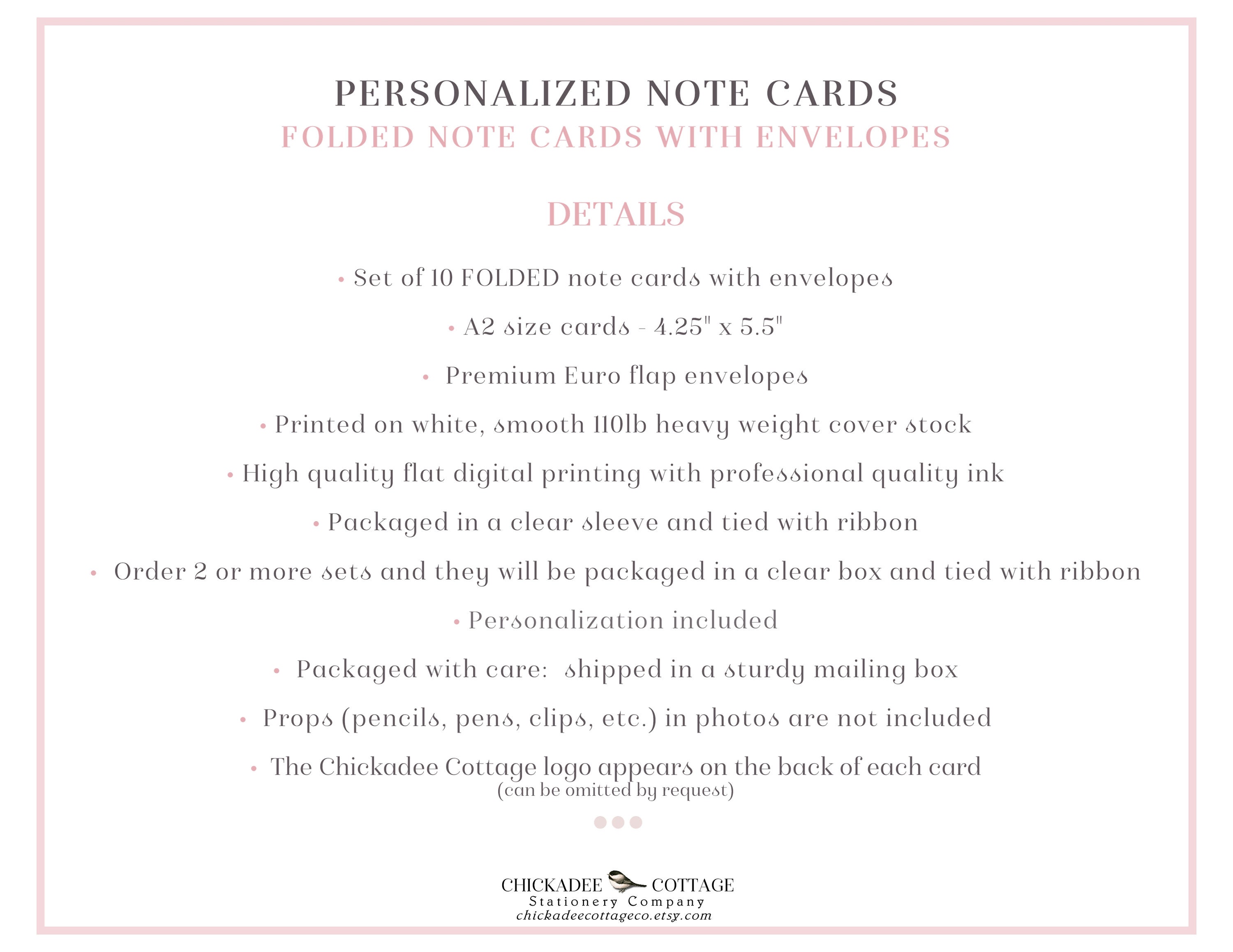 Personalized Family Thank You Cards, Set of 10 Folded Thank You Notes ...