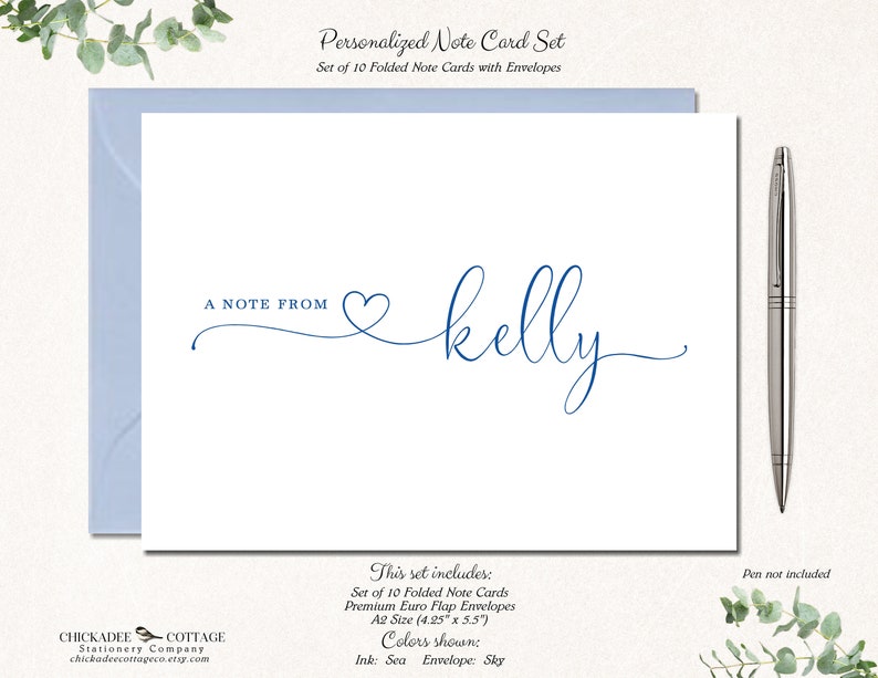 Note Cards with Envelopes Set for Women, Set of 10 Folded Stationery Blank Cards, Snail Mail Notecards, Personalized Stationery, HEART NOTE image 15