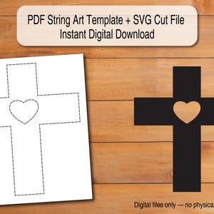 Cross With Heart String Art Template | Scalable PDF + SVG Digital Download (Cricut/Silhouette)