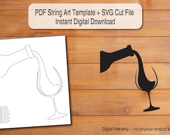 Wine Pout - String Art Template | Scalable PDF + SVG Digital Download (Cricut/Silhouette)