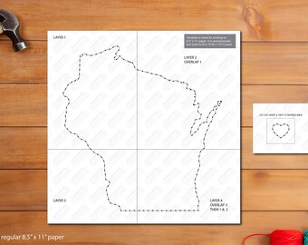 Wisconsin with Heart - String Art Template