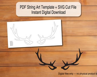 Antler - String Art Template | Scalable PDF + SVG Digital Download (Cricut/Silhouette)