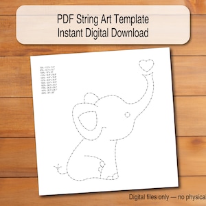 Baby Elefant String Art Vorlage | 15"x15" & 12"x12""