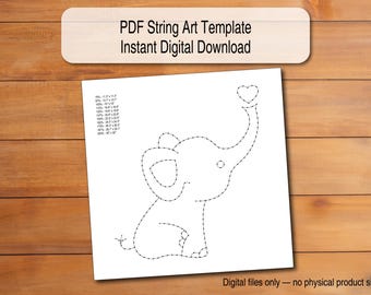 Baby Elephant String Art Template | 15"x15" & 12"x12"