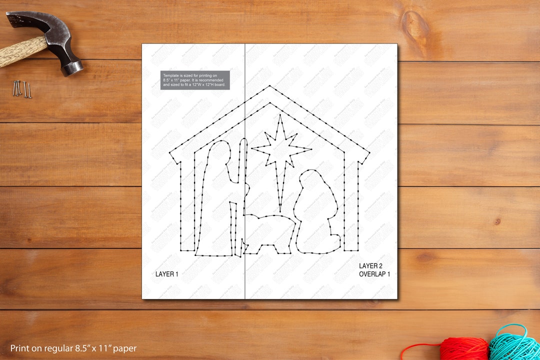 Nativity Scene String Art Template Etsy