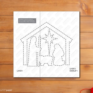Weihnachtskrippe - String Art Vorlage