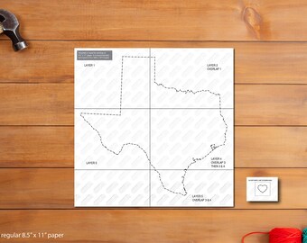 Texas - String Art Template w/ heart