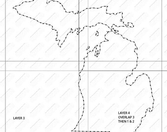 Michigan with Heart - String Art Template