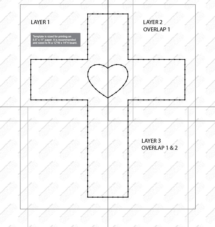 Cross String Template Cross With Heart String Art Template Cross String Template Cross With Heart String Art Template