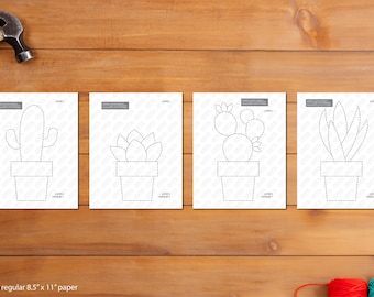 Succulent set string art template | (12"w x 15"h) + (9.5"w x 12"h)