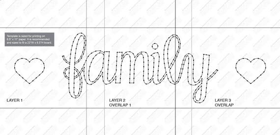 Family With Hearts String Art Template Etsy