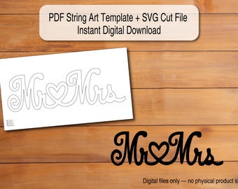 Mr & Mrs - String Art Template | Scalable PDF + SVG Digital Download (Cricut/Silhouette)