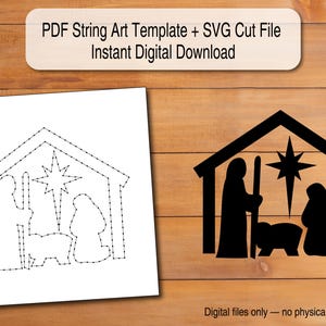 Nativity Scene String Art Template | Scalable PDF + SVG Digital Download (Cricut/Silhouette)