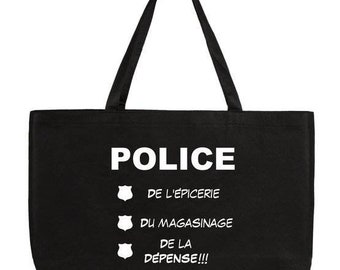 Sac ecolo Police pour le magasinage,masque Canada blue line GRATUIT à l'achat du sac.